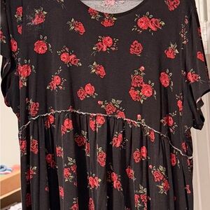 Torrid Black and Red Floral Top